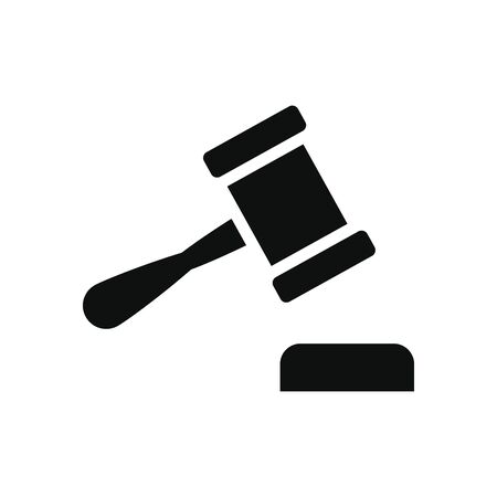 law gavel icon over white background, silhouette style, vector illustrationのイラスト素材
