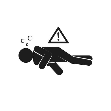 coronavirus and health concept, pictogram sickness man fallen on the floor over white background, silhouette style, vector illustrationのイラスト素材