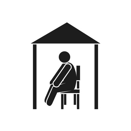 coronavirus and health concept, person sitting isolated icon over white background, silhouette style, vector illustrationのイラスト素材