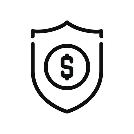 shield with money symbol over white background, line style, vector illustrationのイラスト素材