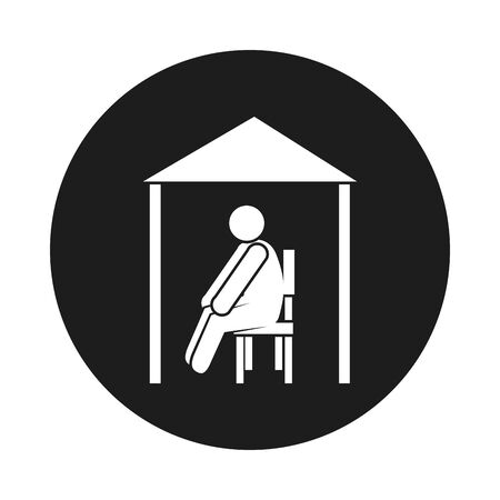 coronavirus and health concept, person sitting isolated icon over white background, block style, vector illustrationのイラスト素材