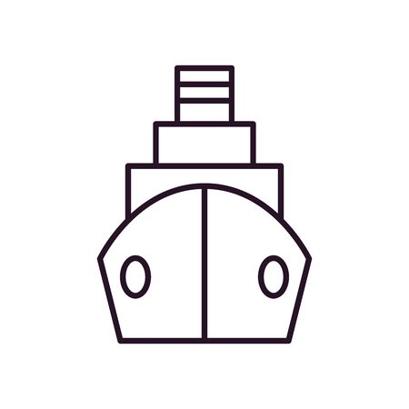cargo ship icon over white background, line style, vector illustrationのイラスト素材
