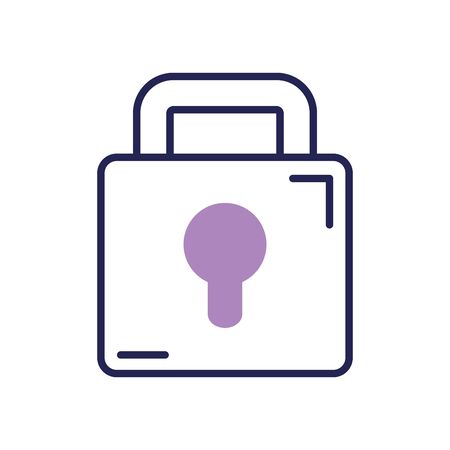security padlock icon over white background, line color style, vector ilustrationのイラスト素材