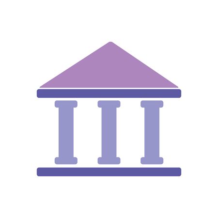 bank building icon over white background, flat style, vector ilustrationのイラスト素材