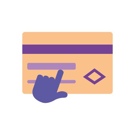 banking online concept, credit card with hand cursor icon over white background, flat style, vector ilustrationのイラスト素材