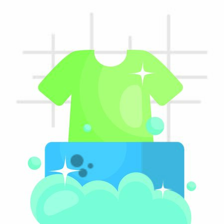 clean tshirt and soap bar with foam icon over white background, colorful design, vector illustrationのイラスト素材