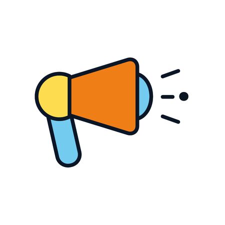 megaphone icon over white background, color line style, vector illustrationのイラスト素材