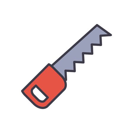 saw fill style icon design of Construction working maintenance workshop repairing progress labor and industrial theme Vector illustrationのイラスト素材