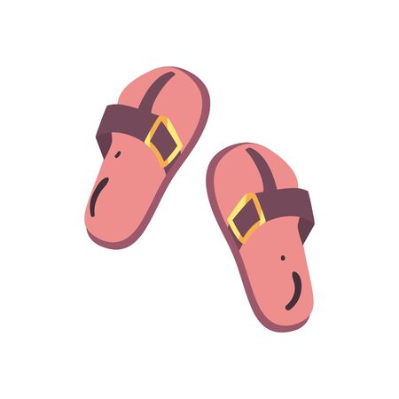 sandals flat style icon design, Flip flops shoes footwear fashion beauty beach foot and feet theme Vector illustrationのイラスト素材