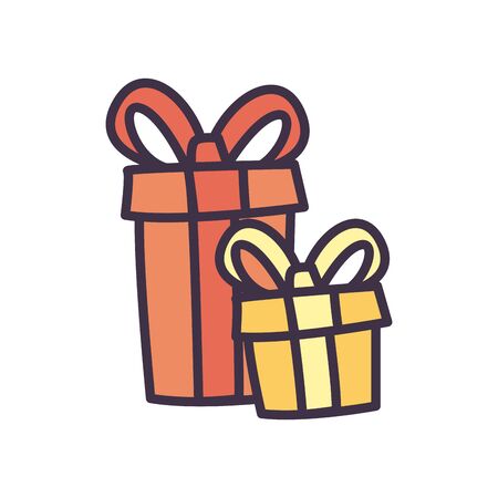 Gifts fill style icon design, happy birthday celebration decoration party festive and surprise theme Vector illustrationのイラスト素材
