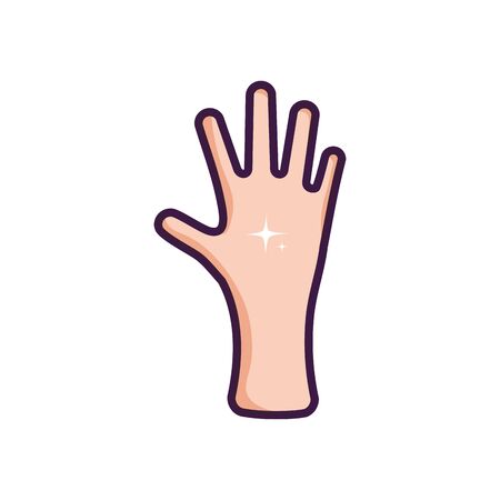 clean hand icon over white background, line color style, vector illustrationのイラスト素材