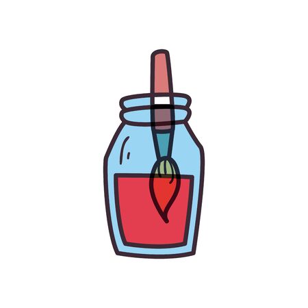 Paint brush inside jar fill style icon design, Art creativity school abstract and work theme Vector illustrationのイラスト素材