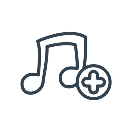Note and add button design, Music sound melody song musical art and composition theme Vector illustrationのイラスト素材