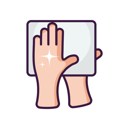 clean hands and paper tissue over white background, line color style, vector illustrationのイラスト素材