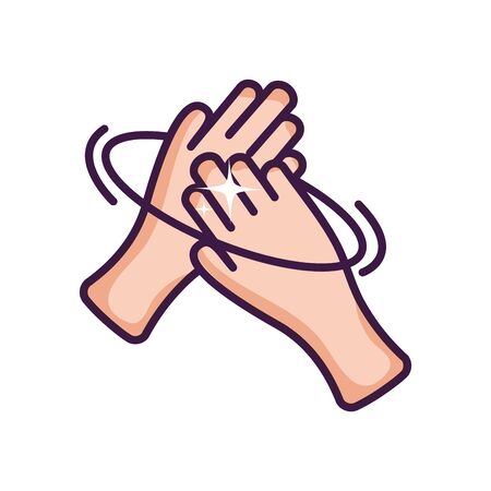 hand washing gesture icon over white background, line color style, vector illustrationのイラスト素材