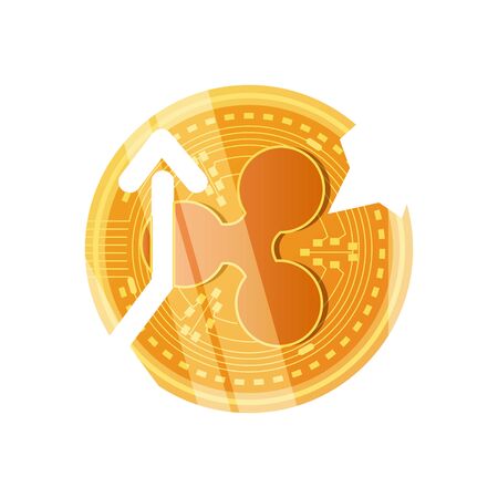 damaged ripple coin icon over white background, detailed style, vector illustrationのイラスト素材