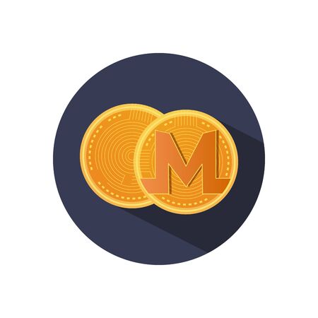 Monero cryptocoins icon over white background, block detailed style, vector illustrationのイラスト素材