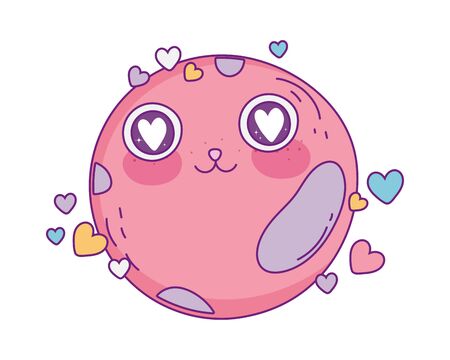 planet cartoon design, Kawaii expression cute character funny and emoticon theme Vector illustrationのイラスト素材