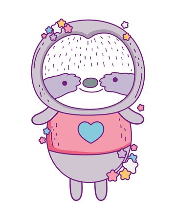 Cute sloth cartoon design, Animal zoo life nature character childhood and adorable theme Vector illustrationのイラスト素材