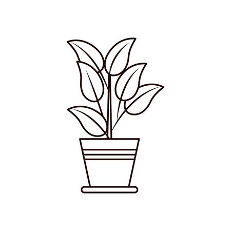 plant inside pot line style icon design of Floral nature garden ornament botany decoration beauty and flora theme Vector illustrationのイラスト素材