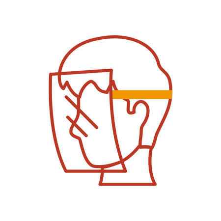 man with face mask icon over white background, half line half color style vector illustrationのイラスト素材