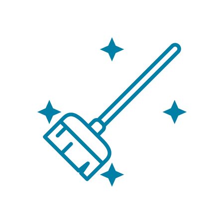 cleaning broom icon over white background, line style, vector illustrationのイラスト素材