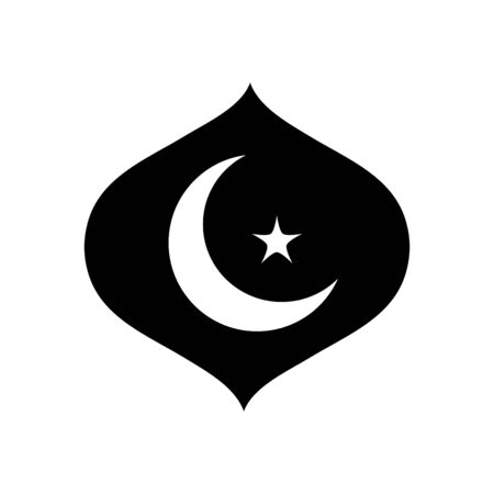 eid mubarak concept, crescent moon over decorative ornament and white background, line style, vector illustrationのイラスト素材