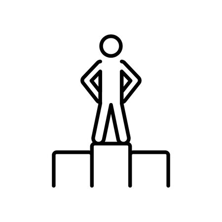 pictogram man on first place of podium over white background, line style, vector illustrationのイラスト素材