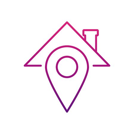 stay home concept, house roof and location pin over white background, gradient style, vector illustrationのイラスト素材