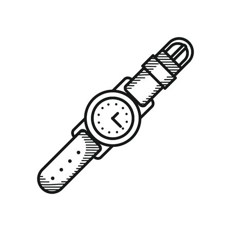 Casual watch icon over white background, line style, vector illustrationのイラスト素材