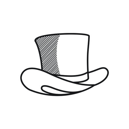 Happy fathers day concept, elegant top hat icon over white background, line style, vector illustrationのイラスト素材