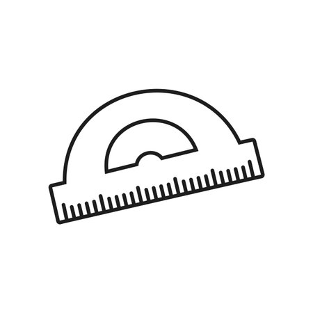 protractor ruler icon over white background, line style, vector illustration