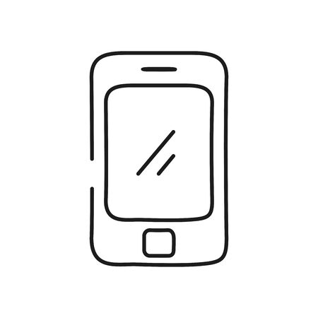 smartphone device icon over white background, line style icon set, vector illustrationのイラスト素材