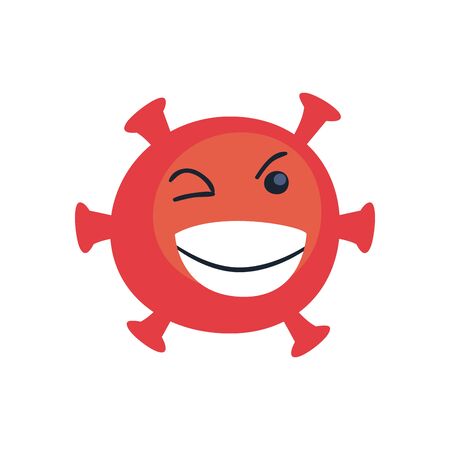 smile emoji covid 19 virus flat style icon design, Cartoon emoticon and social media theme Vector illustrationのイラスト素材