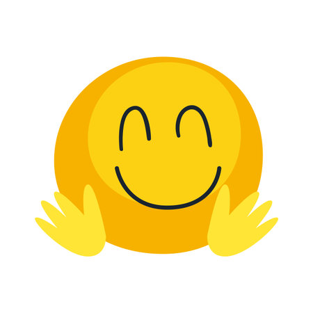 Happy emoji face flat style icon design, Cartoon expression emoticon and social media theme Vector illustrationのイラスト素材