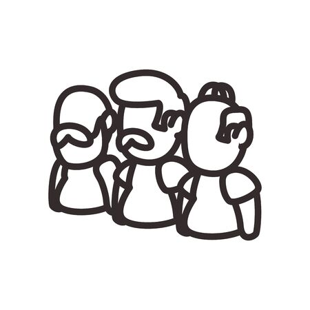 Men avatars line style icon design, Man boy male person people and human theme Vector illustrationのイラスト素材