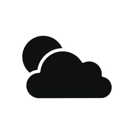 sun and cloud icon over white background, silhouette style, vector illustrationのイラスト素材