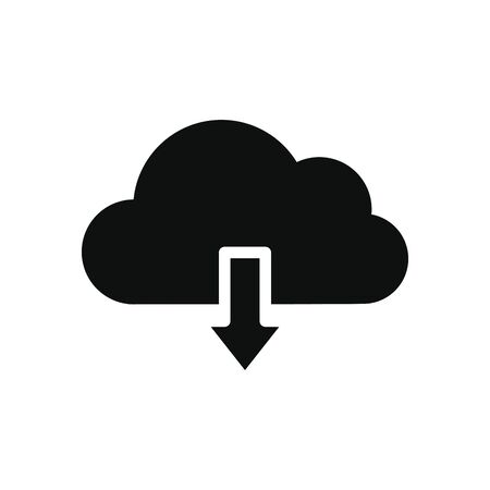 smartphone app buttons concept, storage cloud and download arrow icon over white background, silhouette style, vector illustrationのイラスト素材