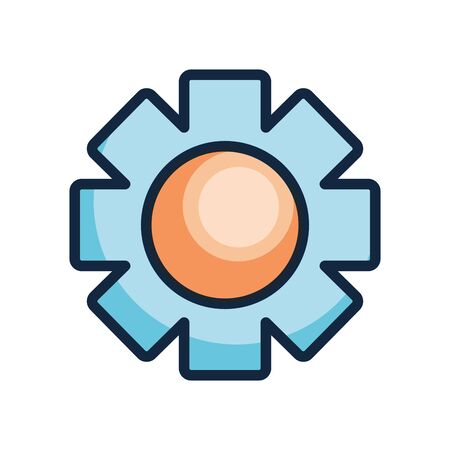 user interface concept, setting symbol, gear wheel icon over white background, line color style, vector illustrationの写真素材