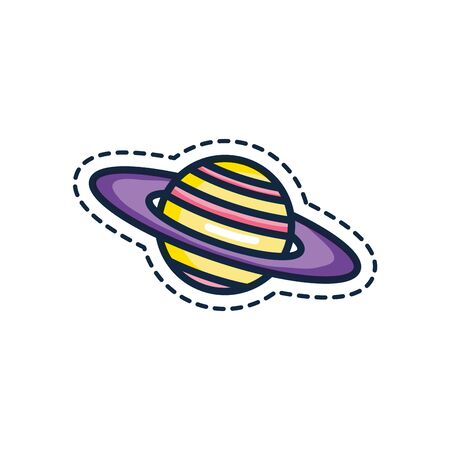 patches concept, saturn planet icon over white background, line color style, vector illustrationの写真素材