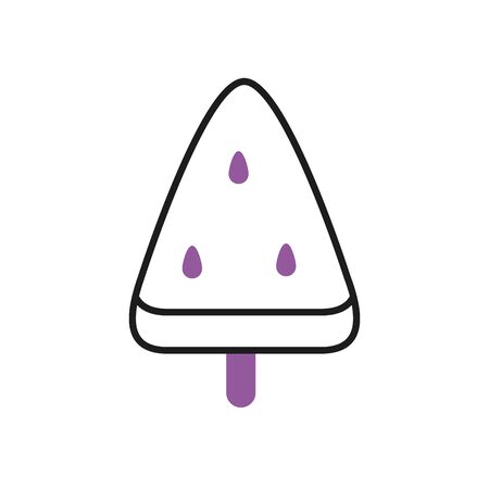 watermelon ice lolly icon over white background, half line half color style, vector illustrationの写真素材