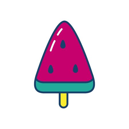 watermelon ice lolly icon over white background, line and fill style, vector illustrationの写真素材