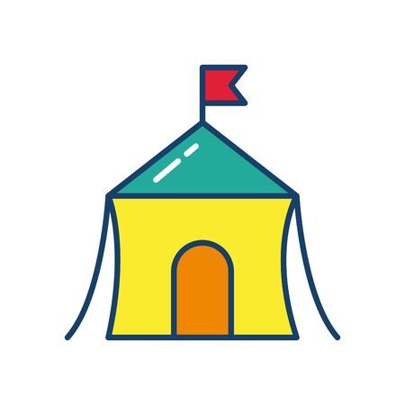 circus tent icon over white background, line and fill style, vector illustrationの写真素材