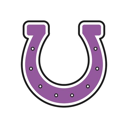 horseshoe icon over white background, half line half color style, vector illustrationの写真素材