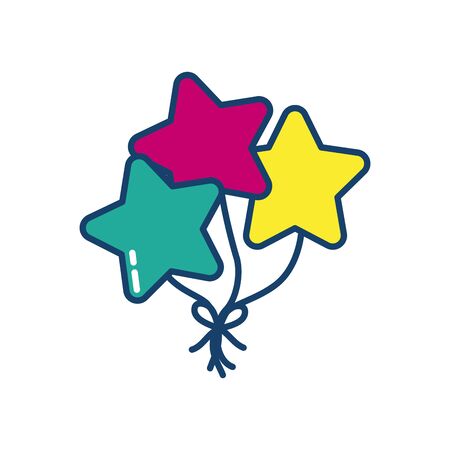 stars balloons icon over white background, line and fill style, vector illustrationの写真素材