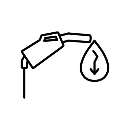 oil crash concept, gas nozzle with oil drop with arrow down icon over white background, line style, vector illustrationの写真素材