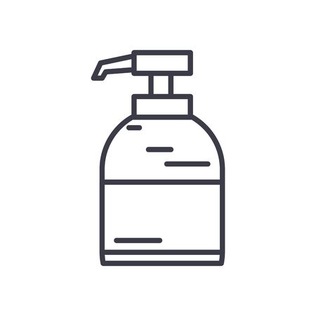 antibactrial gel bottle icon over white background, line style, vector illustrationの写真素材