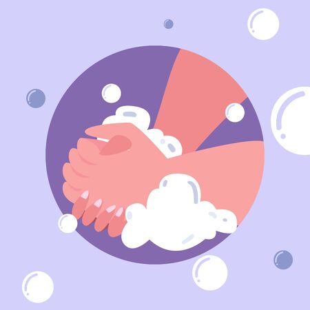 Hands washing with water and soap design, Hygiene wash health clean healthy bacteria bathroom protection and liquid theme Vector illustrationの写真素材