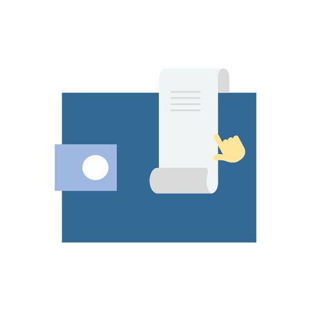 wallet and invoice icon over white background, flat style, vector illustrationの写真素材