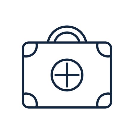 first aid kit icon over white background, line style, vector illustrationの写真素材